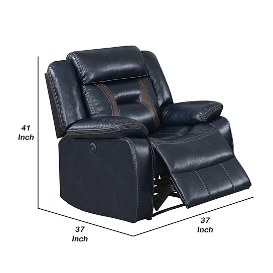 Saltoro Sherpi Leatherette Power Glider Recliner with USB Dock, - Image 5